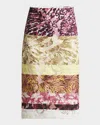 Dries Van Noten Womens Burgundy Floral Mid-waist Stretch-woven Midi Skirt