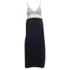 Dries Van Noten Stiped Bra Top Midi Dress In Navy Blue Cotton In Blue