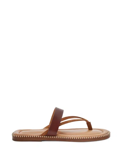 Dries Van Noten Stitched Leather Sandals In Brown