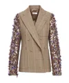 Dries Van Noten Embellished Metallic Jacquard-crepon And Checked Wool Double-breasted Jacket In Multicolor