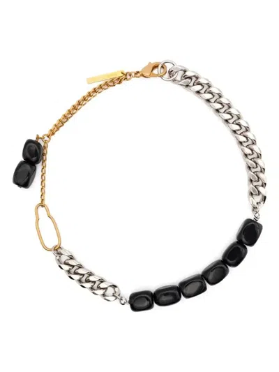 Dries Van Noten Stone Chain Necklace In Black