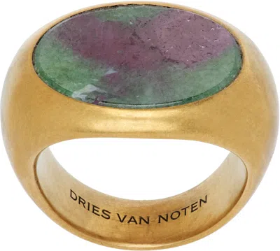 Dries Van Noten Stone Signet Ring In Gold