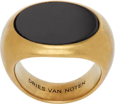 Dries Van Noten Stone Signet Ring In Gold
