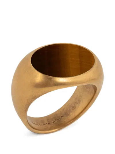 Dries Van Noten Stone Signet Ring In Gold