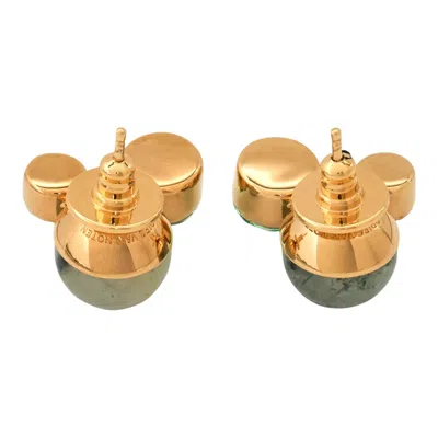 Dries Van Noten Stone With Glass Pin Earrings In Gold