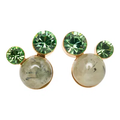 Dries Van Noten Stone With Glass Pin Earrings In Gold