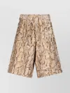 Dries Van Noten Straight Animal Print Sequin Embellished Shorts In Gold