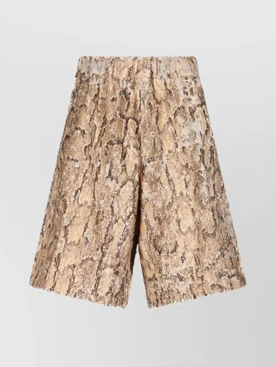DRIES VAN NOTEN STRAIGHT ANIMAL PRINT SEQUIN EMBELLISHED SHORTS