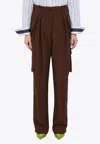 Dries Van Noten Brown Viscose And Silk Cargo Trousers In Brown