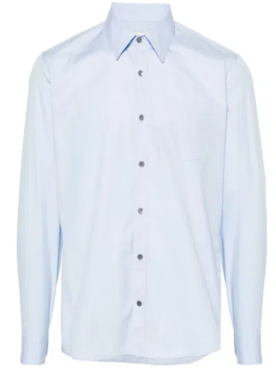 Dries Van Noten Straight-collar Cotton Shirt In Blue