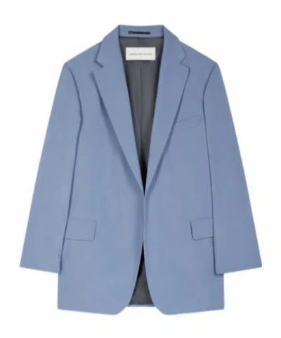 Dries Van Noten Straight Hem Jacket In Blue