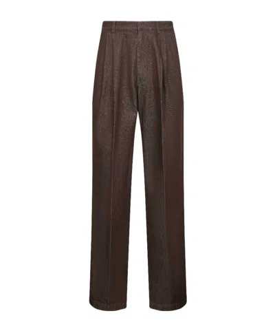 Dries Van Noten Pleated Casual Pants In Brown