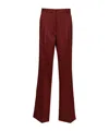 Dries Van Noten Pleated In Shiny Wool Trousers Bordeaux In Brown