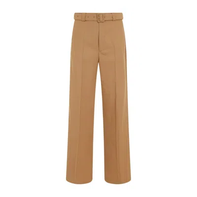 Dries Van Noten Belted Straight-leg Wool-blend Pants In Brown