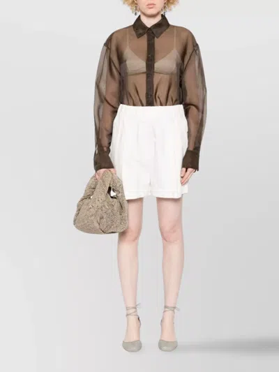 Dries Van Noten Straight Pleated Shorts Elastic Waistband