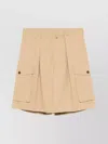 Dries Van Noten Straight Shorts With Belt Loops And Button Detailing In Neutral