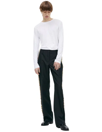 Dries Van Noten Straight Trousers With Stripes In White