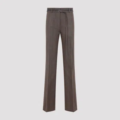 Dries Van Noten Wool Tailored Trousers In Gray