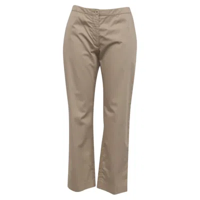 Pre-owned Dries Van Noten Straight-leg Trousers In Beige Cotton In Brown
