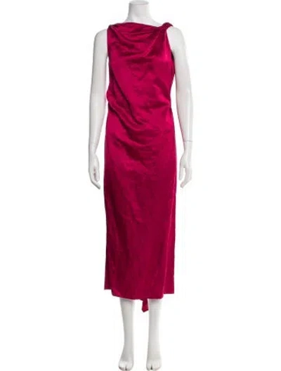 Pre-owned Dries Van Noten Strapless Long Dress In Burgundy