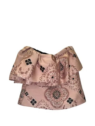 Pre-owned Dries Van Noten Strapless Ruffled Top In Pink