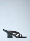 Dries Van Noten Leather Wedge Mule Block Heel Strappy In Black