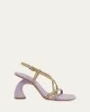 Dries Van Noten Strappy Curved-heel Leather Sandals In Lilac