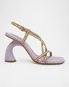 Dries Van Noten Strappy Curved-heel Leather Sandals In Lilac