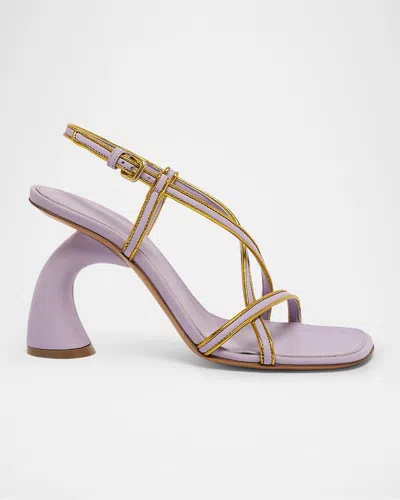 DRIES VAN NOTEN STRAPPY CURVED-HEEL LEATHER SANDALS
