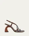 Dries Van Noten Strappy Curved-heel Leather Sandals In Tan