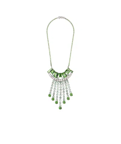Dries Van Noten Strass Fringed Necklace In Green