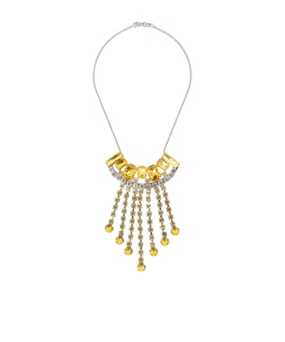 Dries Van Noten Strass Fringed Necklace In Light Yellow