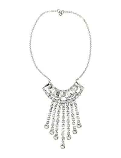 Dries Van Noten Strass Fringed Necklace In Gray
