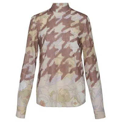 Dries Van Noten Strass Sequin High Neck Long Sleeve Top In Multi