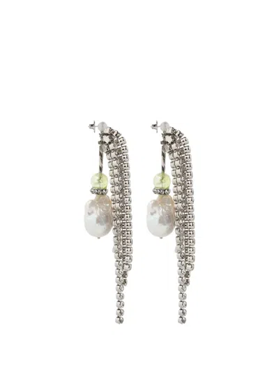 Dries Van Noten Strass-embellished Drop Earrings In Metallic