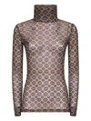 Dries Van Noten Stretch Mesh Top In Brown