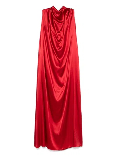Dries Van Noten Stretch Satin Dress In Red