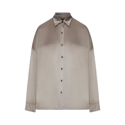 Pre-owned Dries Van Noten Stretch Satin Silk Shirt 'taupe' | Tan | Women's Size S In Brown