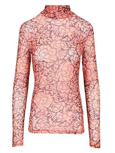 Dries Van Noten Stretch Tulle Turtleneck Knitwear Multicolor