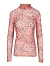 Dries Van Noten Stretch Tulle Turtleneck Knitwear Multicolor In Pink