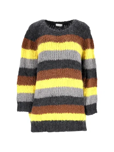 Pre-owned Dries Van Noten Stripe-pattern Knitted Sweater In Black