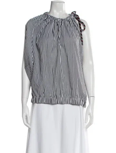 Pre-owned Dries Van Noten Striped Asymmetrical Blouse In Multi