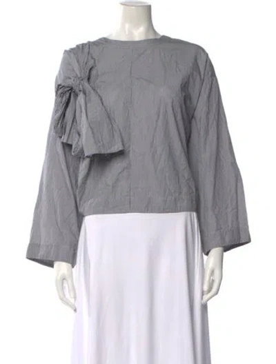 Pre-owned Dries Van Noten Striped Bateau Neckline Blouse In Blue
