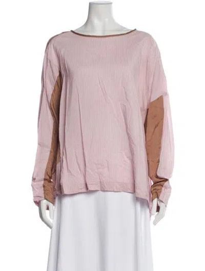 Pre-owned Dries Van Noten Striped Bateau Neckline Blouse In Pink