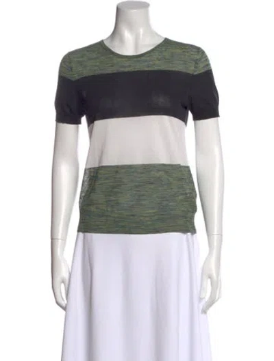 Pre-owned Dries Van Noten Striped Bateau Neckline T-shirt In Green