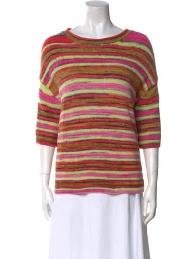 Pre-owned Dries Van Noten Striped Bateau Neckline T-shirt In Pink