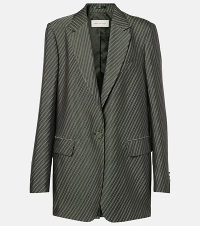Dries Van Noten Striped Blazer In Bottle