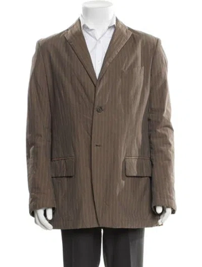 Pre-owned Dries Van Noten Striped Blazer In Brown