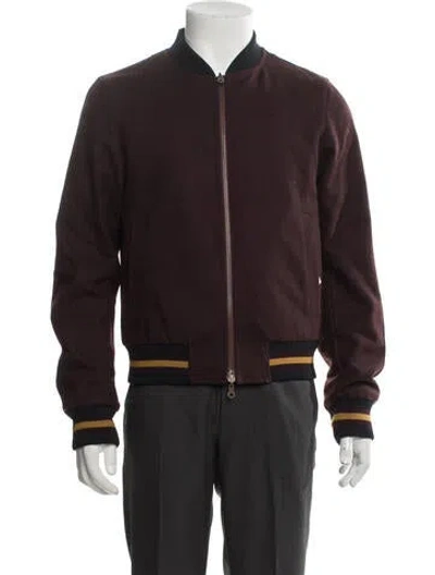 Pre-owned Dries Van Noten Striped Bomber Jacket In Burgundy