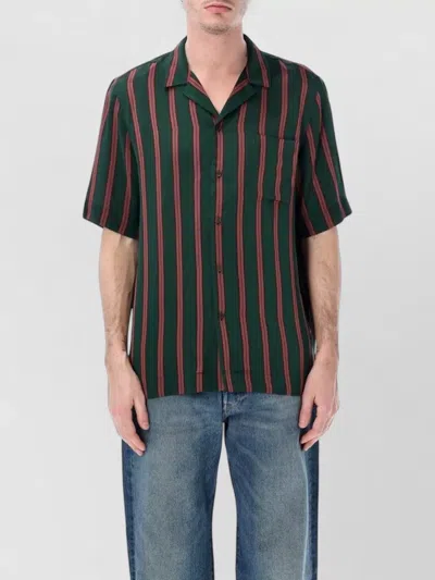 Dries Van Noten Striped Boxy Viscose Silk Hawaiian Shirt In Multi